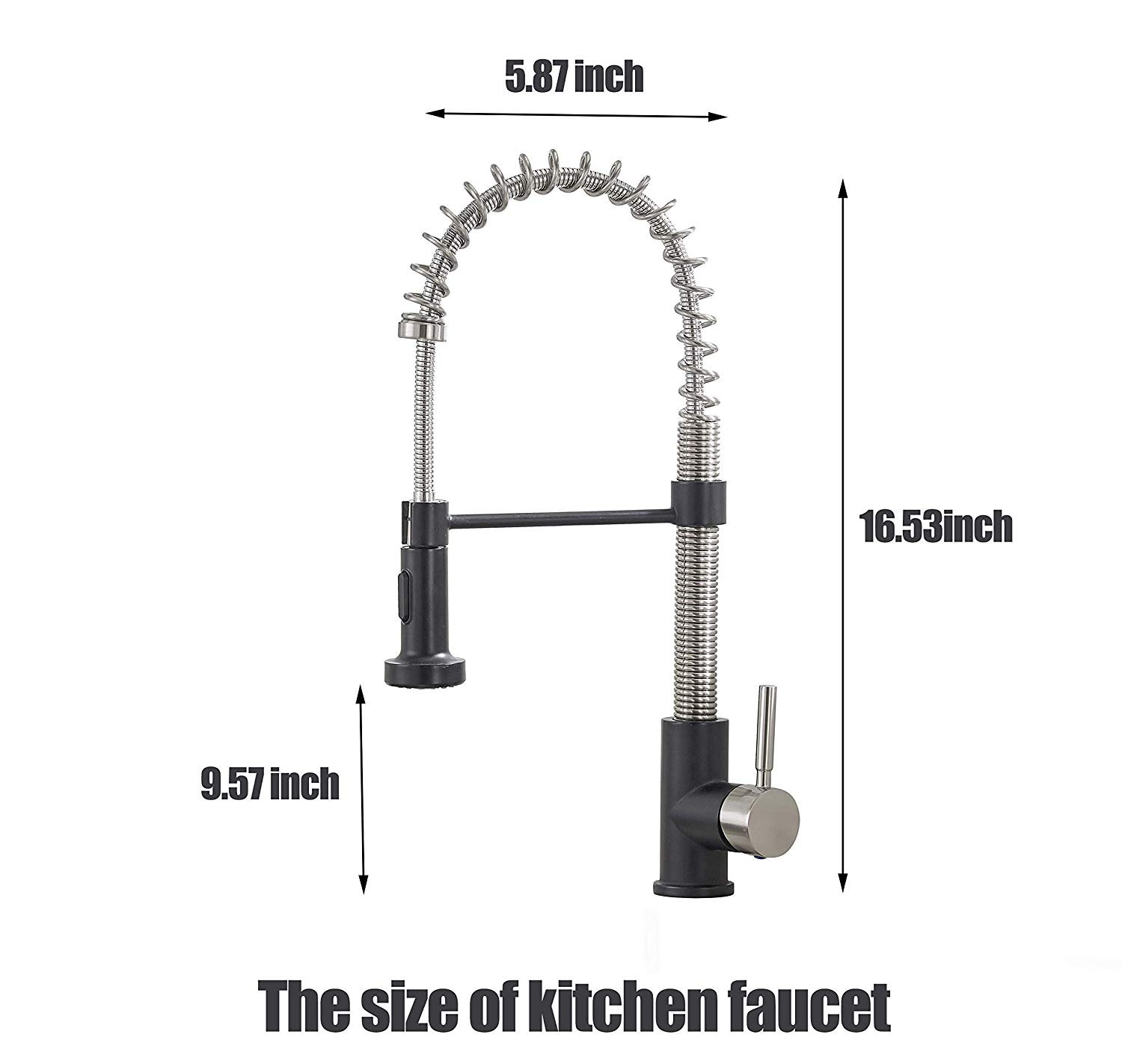 VESLA HOME Commercial Single Handle Pull Out Sprayer Spring Stainless Steel Kitchen Faucet, Brushed Nickel and Matte Black Kitchen Sink Faucet