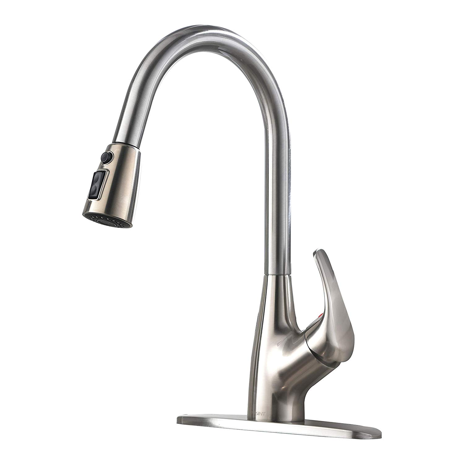 VESLA HOME Commercial Stainless Steel Single Handle Single Lever Pull-Down Pull Out Sprayer Brushed Nickel Kitchen Sink Faucet, Kitchen Faucets
